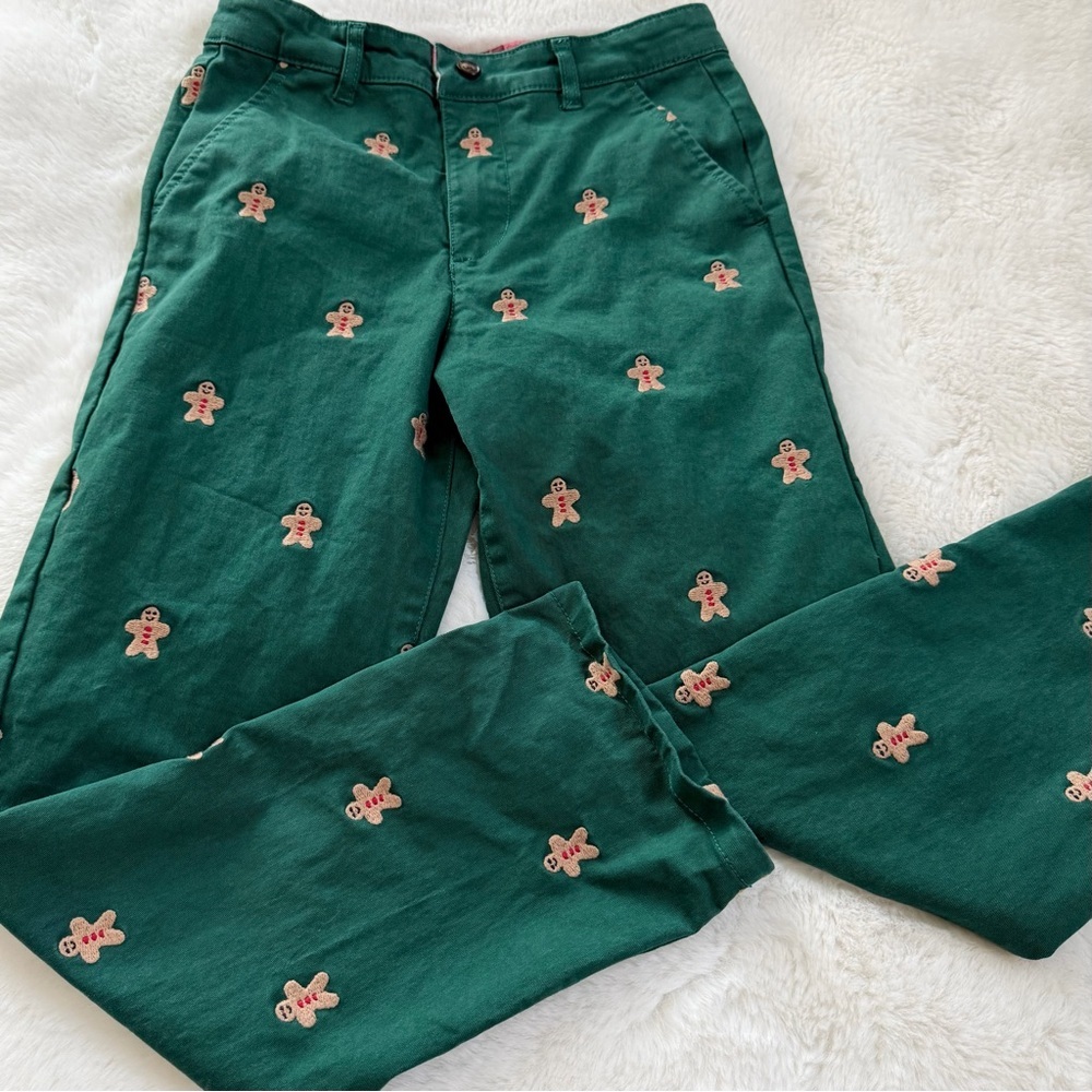 Boys Schiffli Gingerbread Pants – Holiday Express – Green – Size 10